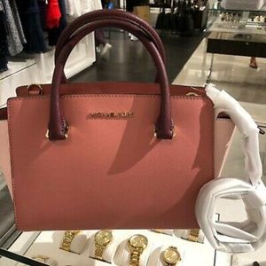 Selma Medium Satchel Top Handle Shoulder Bag Rose